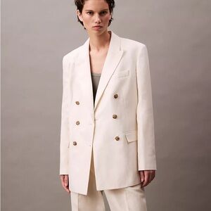 NEW! Calvin Klein Linen Blend Double-breasted Blazer